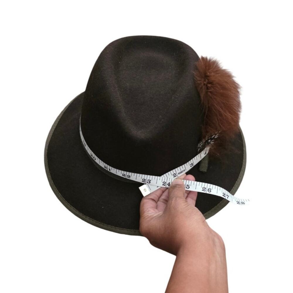 Vintage Betmar Felt Fedora Hat Womens Brown Feather Accent Wool Neiman Marcus - Picture 9 of 9